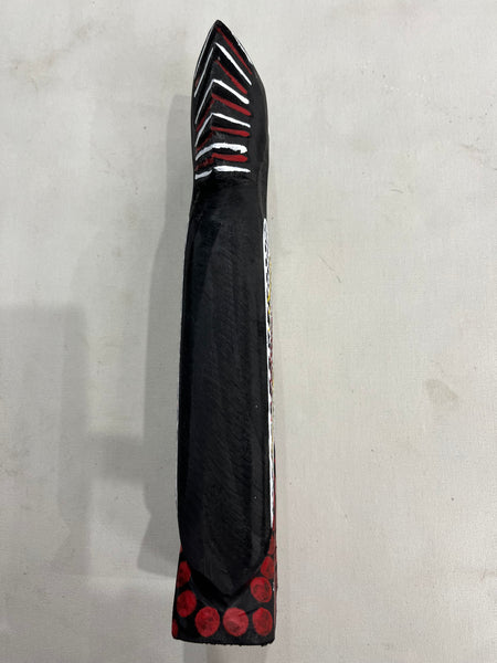 #390 Black Cockatoo Carving - KENNY REID: Aboriginal Art: 30cm x 9cm x 4cm