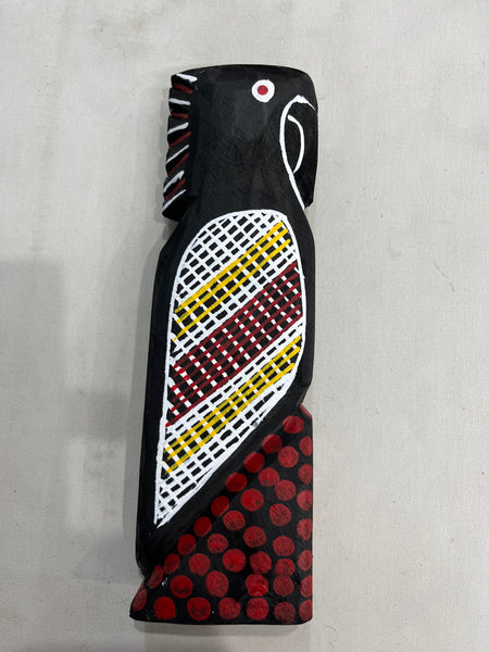 #390 Black Cockatoo Carving - KENNY REID: Aboriginal Art: 30cm x 9cm x 4cm