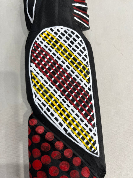 #390 Black Cockatoo Carving - KENNY REID: Aboriginal Art: 30cm x 9cm x 4cm