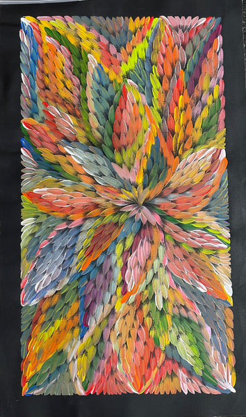 #38 Bush Medicine Leaves  (Multi) - CAROLINE NUMINA : Aboriginal Art: 49x90cm