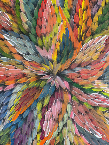 #38 Bush Medicine Leaves  (Multi) - CAROLINE NUMINA : Aboriginal Art: 49x90cm