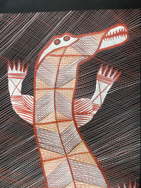 #245 Crocodile Dreaming  - EDDIE BLITNER : Aboriginal Art : 44x95cm