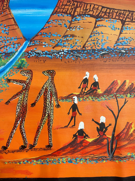 #73 The Two Lizard Men (Multi) - REGGIE SULTAN : Desert Art : 90x147cm
