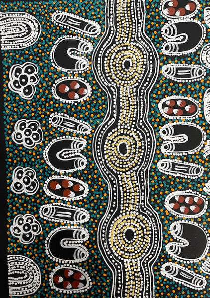 #18 Women Collecting Bush Tucker - LANITA NUMINA : Aboriginal Art: 54 x 39cm