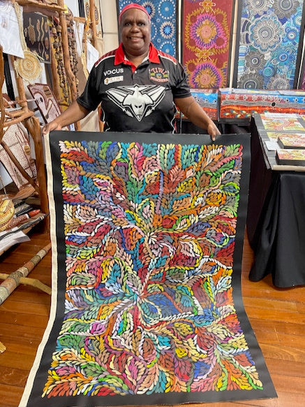 #272 Bush Medicine Leaves (Multi) - LOUISE NUMINA : Aboriginal Art: 95x140cm
