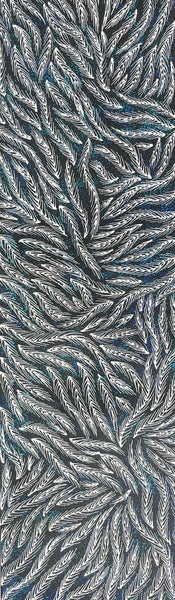 #160 Bush Medicine Vines (White/Blue) - SHARON NUMINA : Aboriginal Art 154cm x 44cm