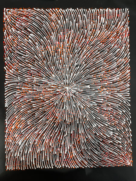 #200 Bush Medicine Seeds (Red/Whites) - SHARON NUMINA : Aboriginal Art: 43x55cm
