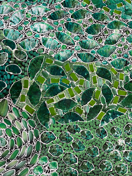 #174 Bush Yam Dreaming (Greens) - RACHAEL NAMBULA: Aboriginal Art 200cm x 84cm
