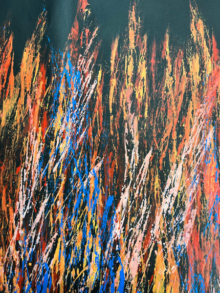 #209 Bush Fire Dreaming - REGGIE SULTAN : Desert Art 69cm x 42cm