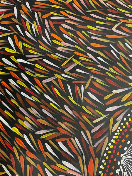 #313 Bush Medicine Leaves & Waterholes (Sunset) - SELINA NUMINA : Aboriginal Art  94cm x 81cm