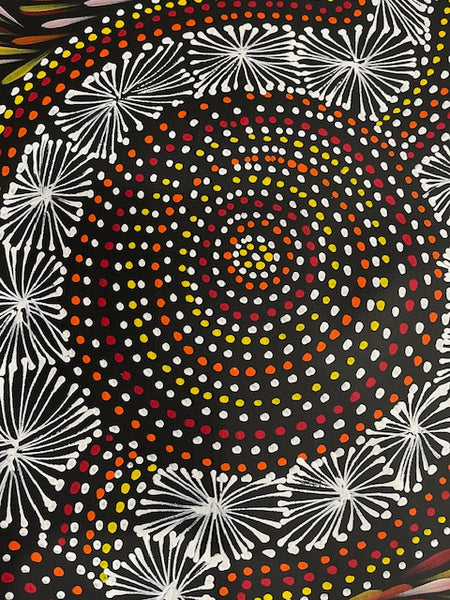#313 Bush Medicine Leaves & Waterholes (Sunset) - SELINA NUMINA : Aboriginal Art  94cm x 81cm