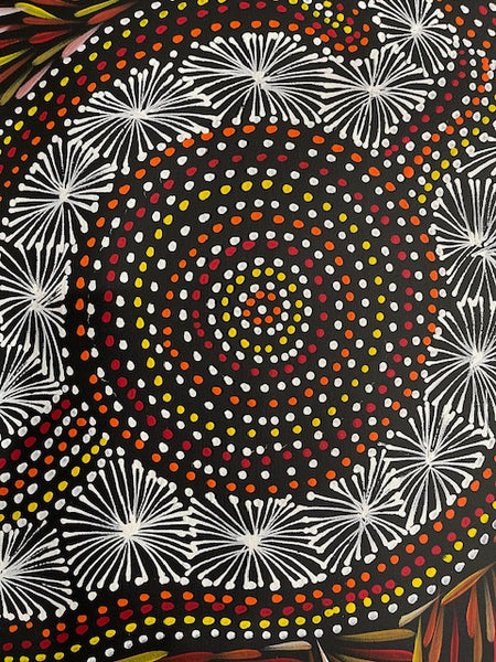 #313 Bush Medicine Leaves & Waterholes (Sunset) - SELINA NUMINA : Aboriginal Art  94cm x 81cm