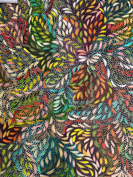 #239 Bush Medicine Leaves and Seeds (Multi) - CAROLINE NUMINA : Aboriginal Art 97x105cm