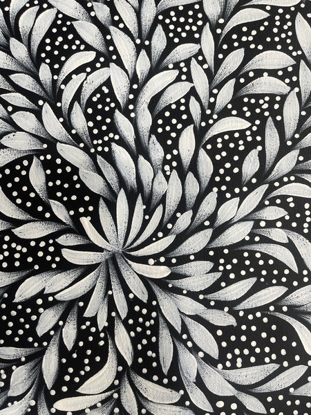 #24 Bush Medicine Leaves & Seeds (Whites) - LOUISE NUMINA : Aboriginal Art: 90x96cm