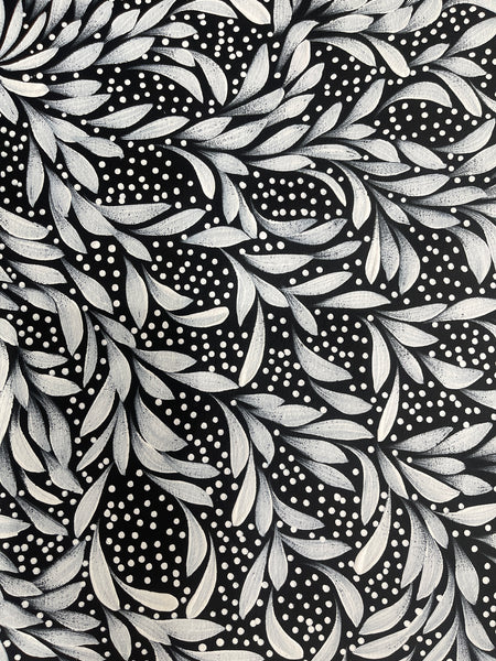 #24 Bush Medicine Leaves & Seeds (Whites) - LOUISE NUMINA : Aboriginal Art: 90x96cm