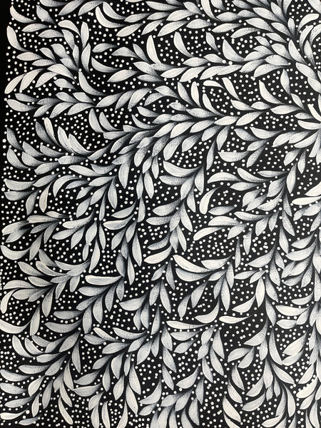 #24 Bush Medicine Leaves & Seeds (Whites) - LOUISE NUMINA : Aboriginal Art: 90x96cm