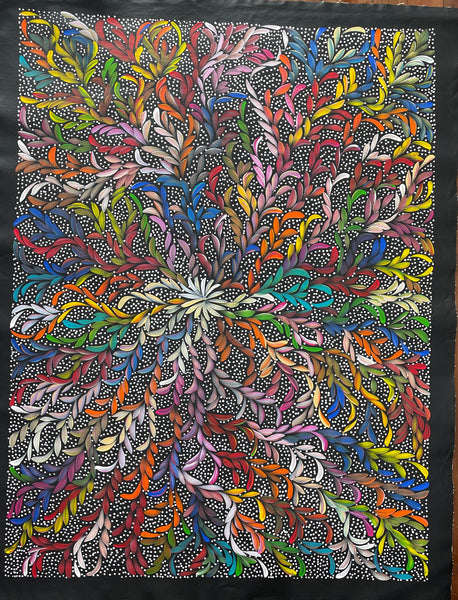 #43 Bush Medicine Leaves & Seeds (Multi) - LOUISE NUMINA : Aboriginal Art: 95x125cm