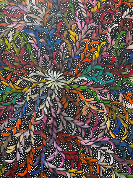 #43 Bush Medicine Leaves & Seeds (Multi) - LOUISE NUMINA : Aboriginal Art: 95x125cm