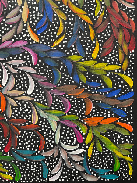 #43 Bush Medicine Leaves & Seeds (Multi) - LOUISE NUMINA : Aboriginal Art: 95x125cm