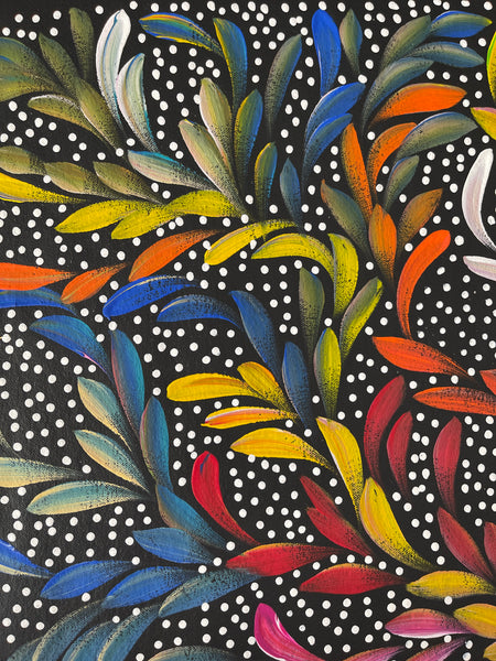 #43 Bush Medicine Leaves & Seeds (Multi) - LOUISE NUMINA : Aboriginal Art: 95x125cm