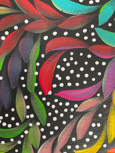 #43 Bush Medicine Leaves & Seeds (Multi) - LOUISE NUMINA : Aboriginal Art: 95x125cm