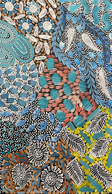 #85 Women's Ceremony (Multi) Artist:  Karen Bird Ngale  72cm x 43cm