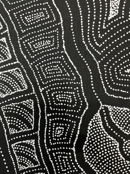 #100 My Country (Black/White) ARTIST: DELVINE PETYARRE 73cm x 94cm