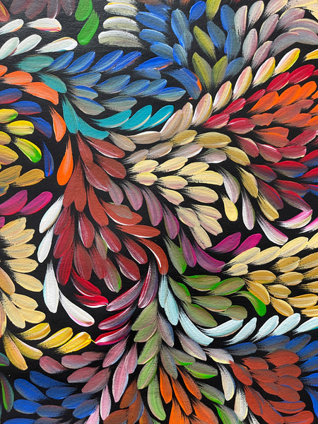 #272 Bush Medicine Leaves (Multi) - LOUISE NUMINA : Aboriginal Art: 95x140cm