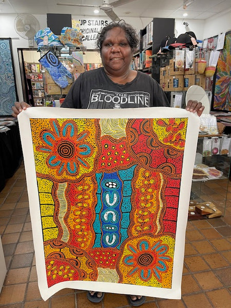 #337 My Country Dreaming (Sunset) - SHARON NUMINA : Aboriginal Art 69cm x 92cm