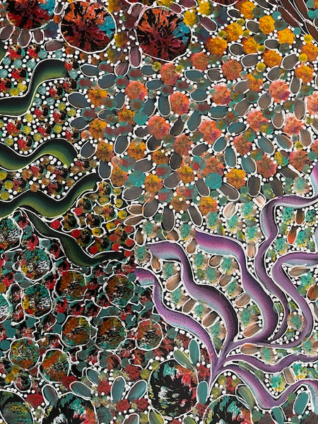#181 Bush Yam Dreaming (Multi)- RACHAEL NAMBULA: Aboriginal  200cm x 50cm