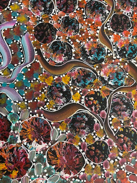 #181 Bush Yam Dreaming (Multi)- RACHAEL NAMBULA: Aboriginal  200cm x 50cm