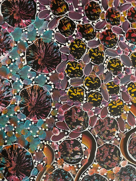 #181 Bush Yam Dreaming (Multi)- RACHAEL NAMBULA: Aboriginal  200cm x 50cm