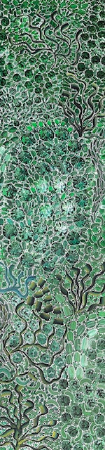 #218 Bush Yam Dreaming (Greens)- RACHAEL NAMBULA: Aboriginal  200cm x 49cm