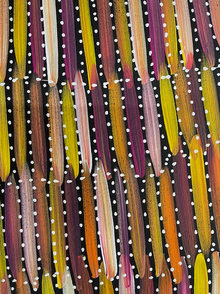 #236 Bush Yams (Sunset) - SELINA NUMINA :Aboriginal Art: 92cm x 82cm
