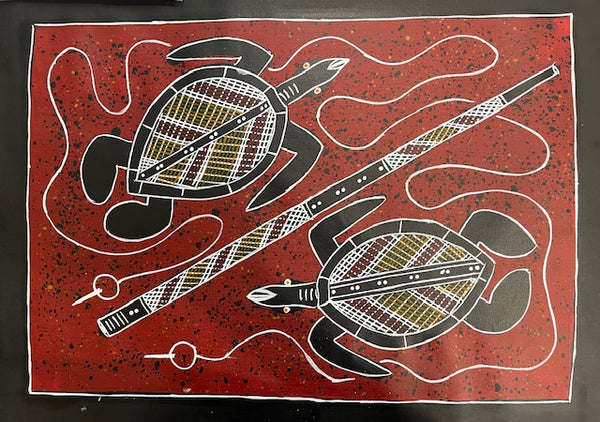 #45 Saltwater Turtle Dreaming - KENNY REID: Aboriginal Art: 66 x 46cm