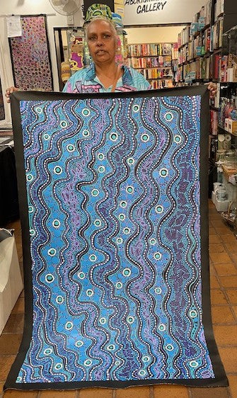 #396 Sacred Water (Multi) - TREPHINA SULTAN THANGUWA :  90cm x 150cm