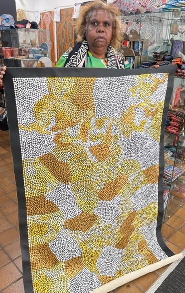 #4 Bush Banana Dreaming (Golds/White) - SHARON BUTCHER 145x95cm