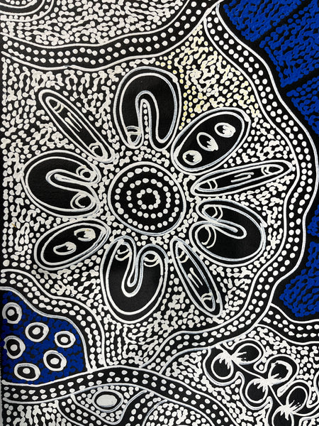 #287 My Country Dreaming (Blues) - SHARON NUMINA : Aboriginal Art: 92 x 70cm