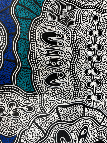 #287 My Country Dreaming (Blues) - SHARON NUMINA : Aboriginal Art: 92 x 70cm