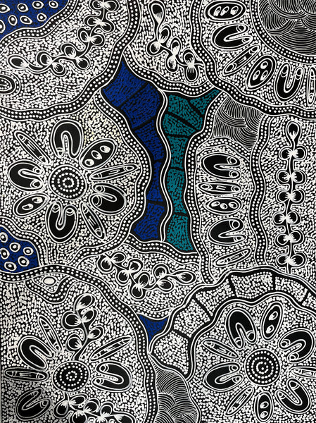 #287 My Country Dreaming (Blues) - SHARON NUMINA : Aboriginal Art: 92 x 70cm
