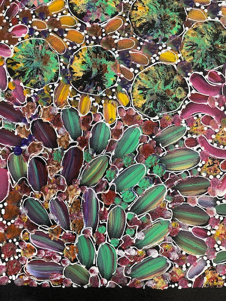 #290 Bush Yam Dreaming (Multi)- RACHAEL NAMBULA: Aboriginal Art 94cm x 79cm