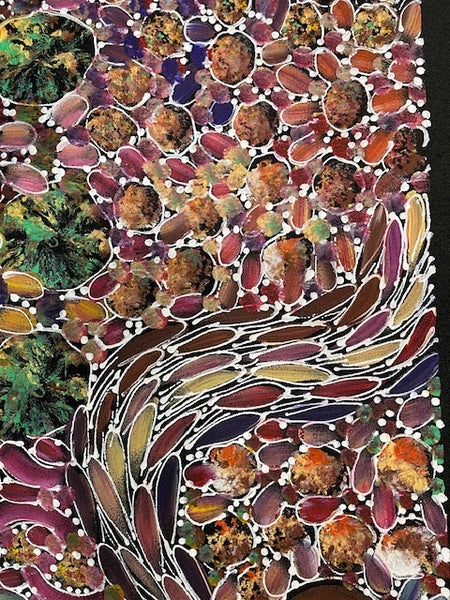 #290 Bush Yam Dreaming (Multi)- RACHAEL NAMBULA: Aboriginal Art 94cm x 79cm