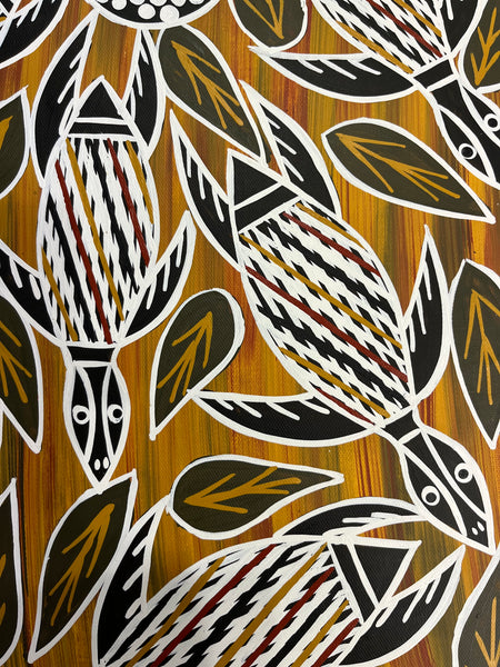 #266 Turtle Dreaming (Earth) - CHRISTINE BURARRWANGA :  92cm x 46cm