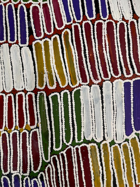 #389 Seeded Bush Yam - BARBARA PANANKA PRICE : Aboriginal Art: 90 x 150cm