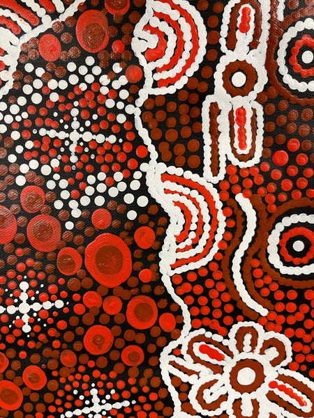 #278 Seven Sisters (Rust) - TREPHINA SULTAN THANGUWA: Aboriginal Art 40cm x 75cm