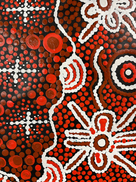 #278 Seven Sisters (Rust) - TREPHINA SULTAN THANGUWA: Aboriginal Art 40cm x 75cm