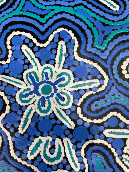 #6 Seven Sisters (Blues) - TREPHINA SULTAN THANGUWA: Aboriginal Art: 69cm x 95cm