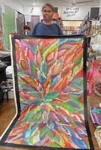 #167 Bush Medicine Leaves (Multi) - CAROLINE NUMINA : Aboriginal Art: 95x160cm