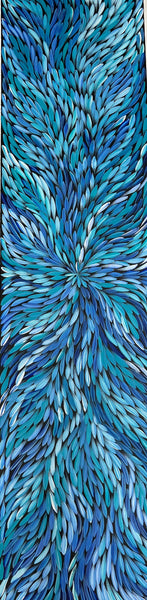 #69 Bush Medicine Leaves (Blues) - SHARON NUMINA : Aboriginal Art: 39cm x 153cm