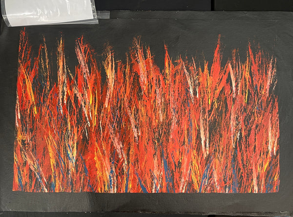 #196 Bush Fire Dreaming (Red/Orange) - REGGIE SULTAN : Desert Art : 42x69cm